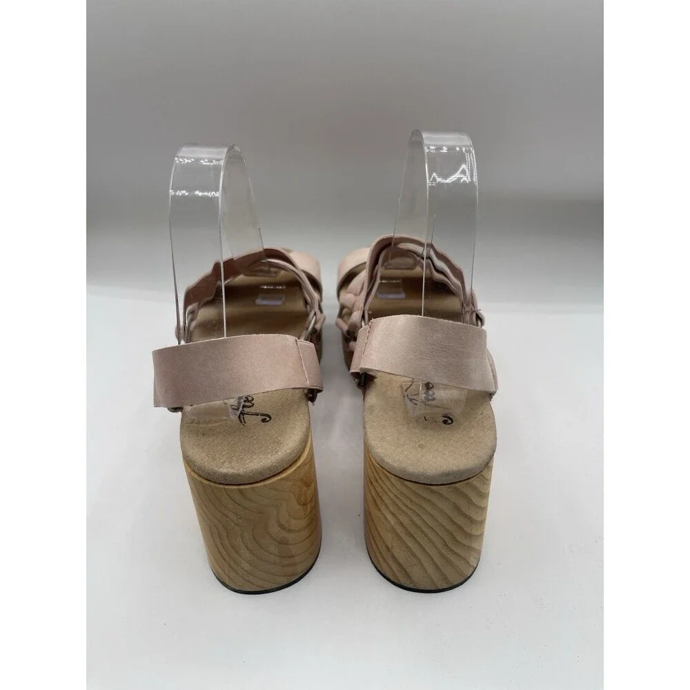 Free People Clogs Shoes Pink Virgo Strappy Platform Preppy Vacay Size 41 New